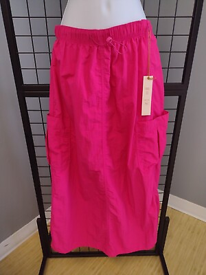 #ad Love Tree Parachute Cargo Maxi Skirt Woman#x27;s Juniors Size Small Long Pink Bottom $25.99