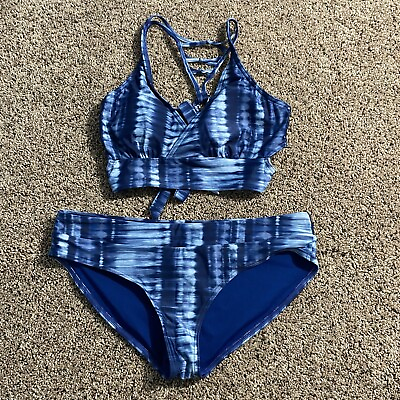 #ad Prana Atalia Belize Hazy Days Blue Bikini Swimsuit Set Women’s Medium 0108 $24.99