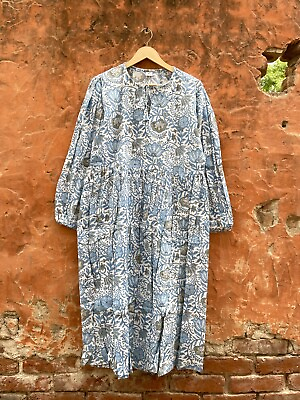 #ad Summer Handmade Floral Cotton Block Print Women Dresse Hippie Wrap Vintage Dress $49.99