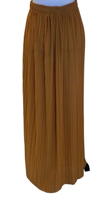 #ad New Mix Women#x27;s Long Pleated Maxi Skirt One Size Drawstring Rust $25.99