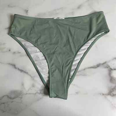 #ad We Wore What Emily High Waisted Bikini Bottoms Solid Jadeite Green NWOT Size XL $25.00