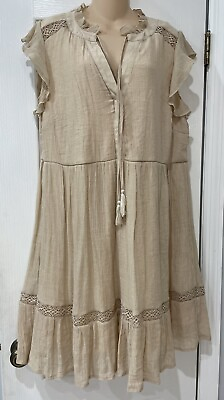 #ad Ladies 2X Dress Summer Soft beige Flow Drape $39.50