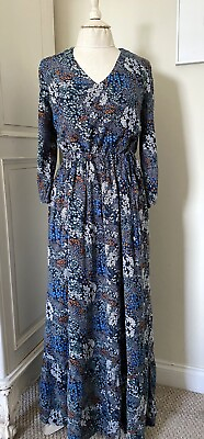 #ad SEASALT Navy Floral Maxi Dress. 3 4 Sleeve. Lined. Size 10. GBP 29.00