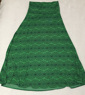 LuLaRoe Women Maxi Full Length Skirt Long Green With Black Size Large $9.97