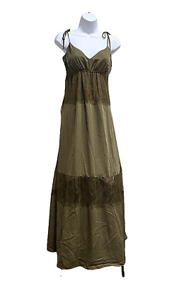 #ad #ad Bebe Green Tania Lace Trim Maxi Dress Sleeveless NWT Woman Size XS Q1 $35.70