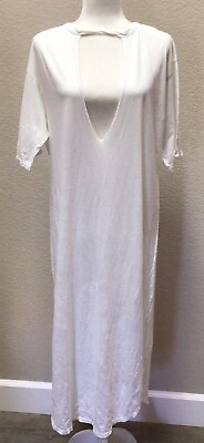 #ad Stillwater Womens Cotton T shirt Dress White Beach Coverup Size Large $20.92