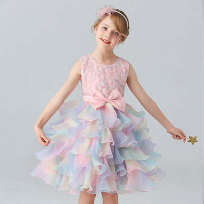 #ad Kids Dresses Girls Tutu Fluffy Cake Smash Dress Princess Party Birthday Clothing $42.99