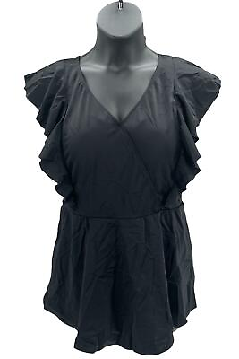 Denim amp; Co. Beach Wrap Front Swim Dress with Ruffle Detail Black $15.49