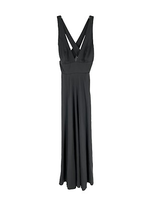 #ad Forever 21 Maxi Dress Size Small Black Matte Satin Cross Back Flowy Formal NEW $19.99