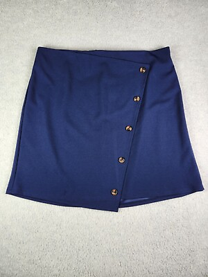 #ad Torrid Button Layover Scuba Mini Skirt Womens Plus Size 1x Navy Blue NWT $12.47