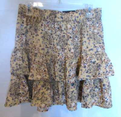#ad #ad Maurices Women#x27;s Medium Yellow Prairie Floral Ruffled Mini Skirt $14.99