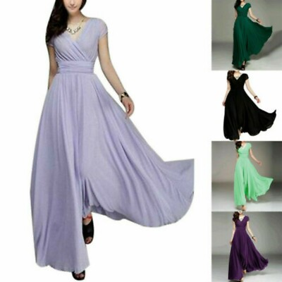 Women Long Formal Prom Party Bridesmaid Chiffon Evening Dress Cocktail Plus Size $29.25