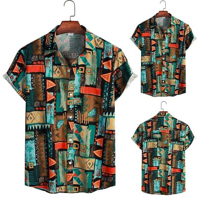 #ad Button Up Shirts Men Fashion Hawaiian Short Sleeve T Fitted Party Dress Shirts $18.24