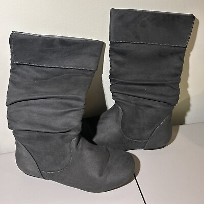 #ad #ad Womens Gray Boots Size 8.5 Unbranded Calf height Faux Suede $16.80