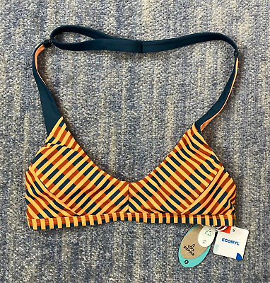 #ad Prana Women#x27;s Amaranta Swimsuit Bikini Top XS Orange Stripe $25.65
