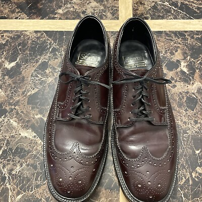 #ad Sears Vintage Men’s10 D Brown Leather Long Wing Tip Oxford Shoe w Arch Support $12.99