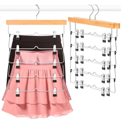 #ad Skirt Hangers Space Saving 3 Pack Beechwood Skirt Short Hangers Non Slip ... $32.48