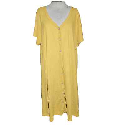 #ad Yellow V Neck Shift Dress Size 3X $18.75