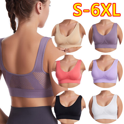 Womens Plus Size Sports Bra Form Bustier Top Breathable Underwear Yoga Gym Bra $6.50