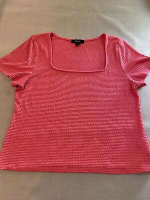 Forever Plus Top Size 3X Pink Short Sleeves Polyester Elastaan $6.74