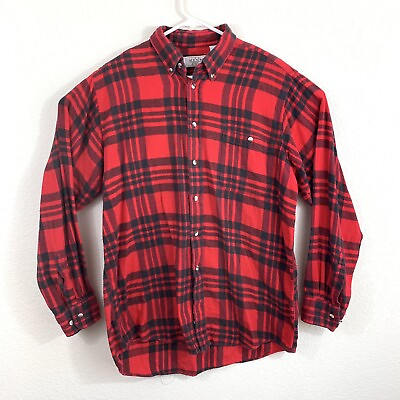 #ad Vintage Men’s Sears Sportswear Red Flannel Shirt Lumberjack Large Tall Vtg $29.99