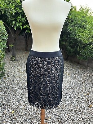 #ad Women’s Ann Taylor Black Lace Overlay Pencil Skirt Size 6 $12.97