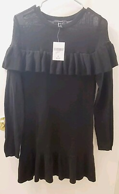 #ad forever 21 knit ruffled sweater dress sz L NWT $13.90