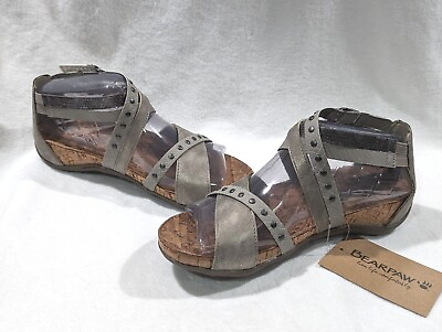 #ad Bearpaw Julianna II Pewtter Strappy Sandals 2670W Size 7 NWB $34.99