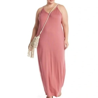 Abound V Neck Lot Of Jersey Maxi Dresses Plus Size Yellow And Pink NWT Sz 1X $40.00