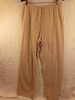 Alfred Dunner Womens Wide Leg Pants Ivory Drawstring Pockets Crepe Casual 14 $17.00