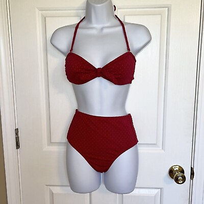 #ad Xhilaration Bandeau Bikini Set Dotted Texture Top Size Medium Bottom Size Xsmall $9.99