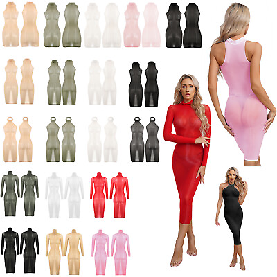 #ad Womens Nightwear Tempting Gown High Stretchy Dress Party Dresses Nylon Clubwear GBP 11.99