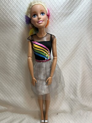 #ad My Size Barbie Doll Rainbow Hair And Top Silver Skirt Heels 28” $24.99