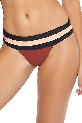 #ad Pq Swim Papaya Banded Colorblock Low Rise Full Cut Bikini Bottoms for Women $39.00