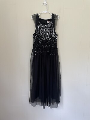 #ad Cat amp; Jack Girls Black Maxi Sequin Tulle Dress Princess Halloween Size M 7 8 $22.00