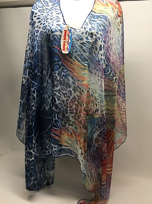 #ad NWT BEACH SEXY LUXURY SHEER SWIMSUIT COVER UP *ONE SIZE* NWT Colorful $49.00