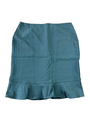 #ad White House Black Market Size 14 Black Pencil Skirt With Ruffle Trim workwear $22.99