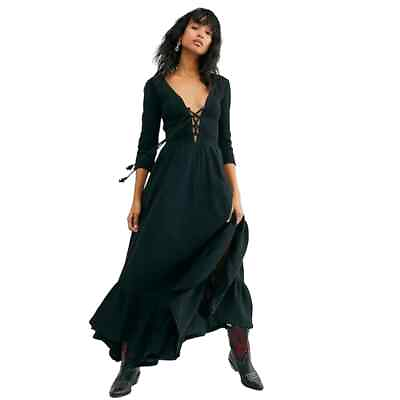 #ad Free People Perfect Solution Maxi Dress Black Large $99.95