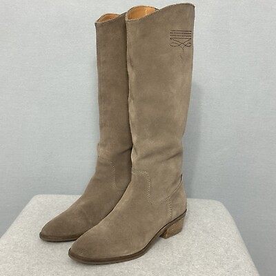 #ad #ad Frye amp; Co Womens Boots 8M Taupe Suede Caden Stitch Tall Riding Pull On Western $42.89