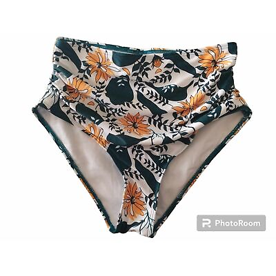 #ad Women#x27;s High Waisted Flower Print Swim Suit Bottoms Size Small $9.99