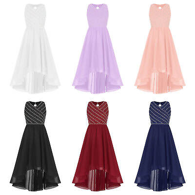 #ad #ad Girls Dress Cocktail Dresses High low Hem Gown High Waist Party Backless Kids $21.18