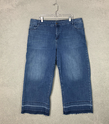 Old Navy Women#x27;s Jeans Cropped Wide Leg Raw Hem Cotton Blend Size 22 Plus Boho $21.99