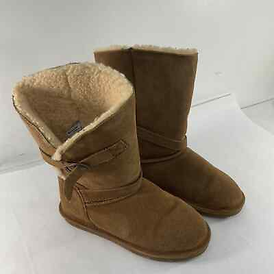 #ad Bearpaw Brown Shearling Boots Leather Size 7 Preowned $35.00
