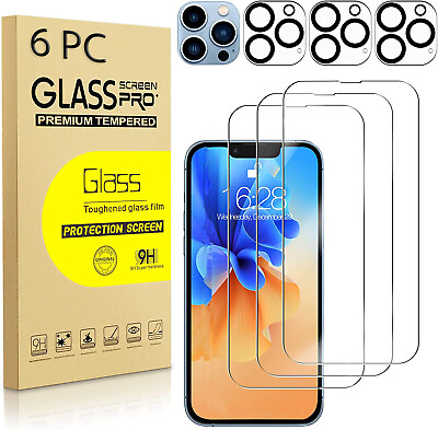 For iPhone 15 14 13 12 11 Pro Max Tempered Glass Screen Camera Protector $5.99