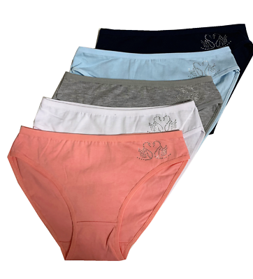 #ad NEW NICE 5 Women Bikini Panties Brief Floral Cotton Underwear Size M L XL F109 $10.99