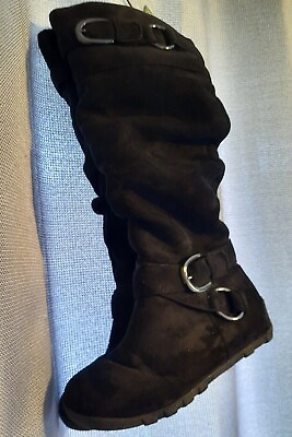 #ad Ladies Blk Suede Tall Boots $20.00