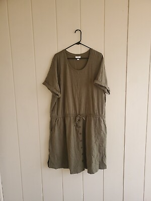 J. Jill Sleeveless Dress 100% Cotton Tie Waist Green Size 3X Plus Summer Boho $34.99