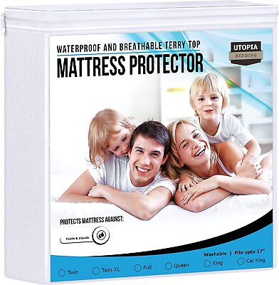 Utopia Bedding Premium Waterproof Terry Mattress Protector 200 GSM $16.98