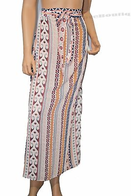#ad New Pink print Maxi skirt cover up swimwear $42.99