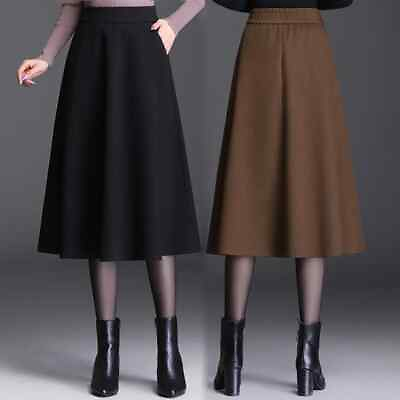 #ad A Line Skirt Mid Length for Women Fashion High Waist Skirt with Office Lady $38.68